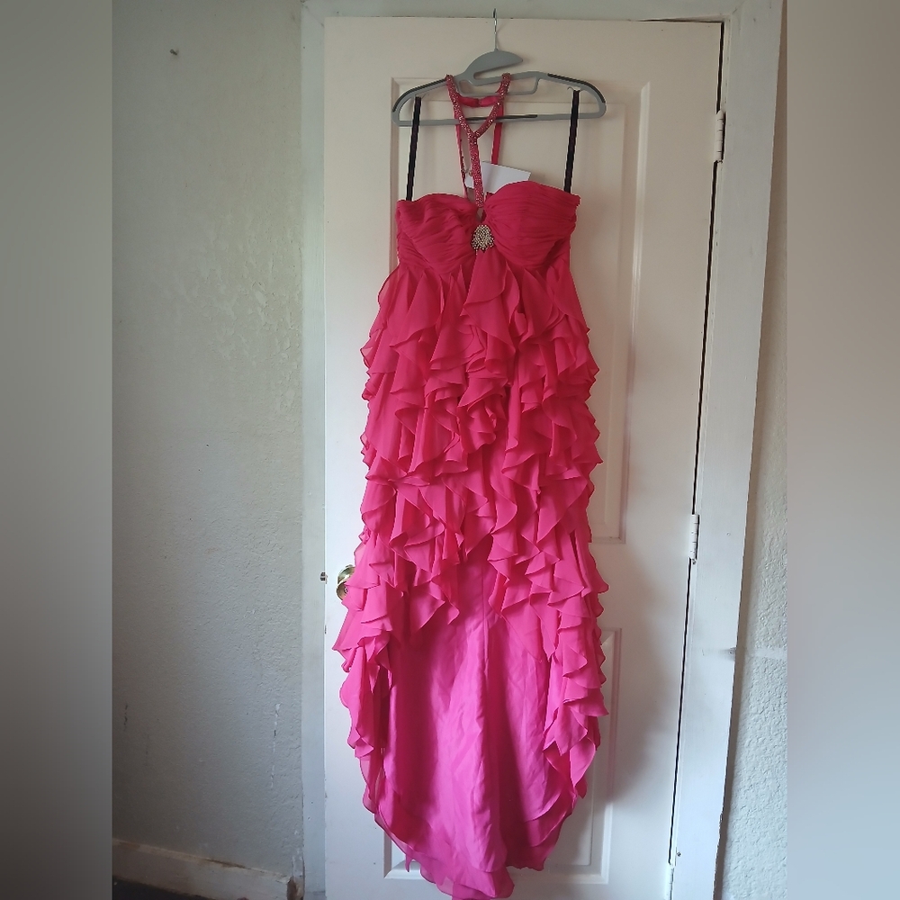 Women’s Hot Pink Ruffled Prom Dress